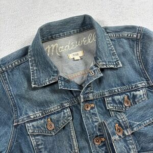Madewell Trucker Jacket Womens Medium Blue Denim Cotton Travel Button Front